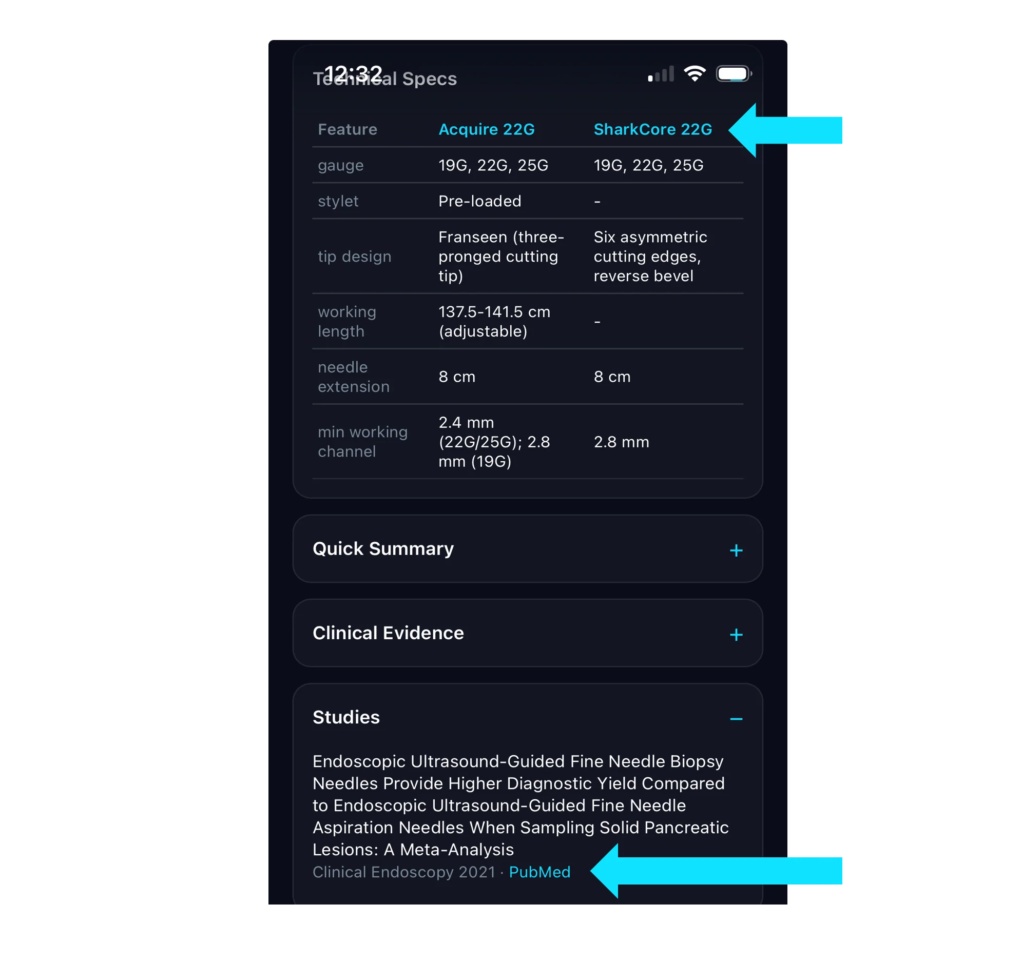 DistalProx device compare with studies screen